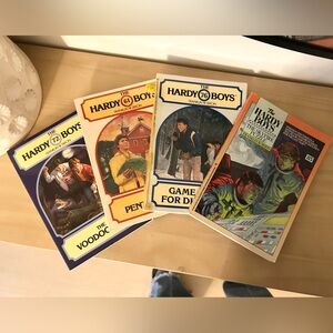 Vintage Hardy Boys 4-Book Set Skyfire Game Plan Pentagon Spy Voodoo Plot